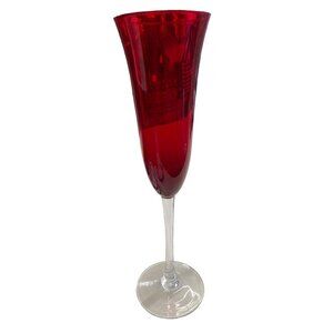 Red Glass Champagne Flute 9.5" Elegant Design Celebrations & Events